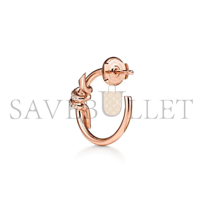 TIFFANY KNOT HOOP EARRINGS IN ROSE GOLD WITH DIAMONDS 75123604